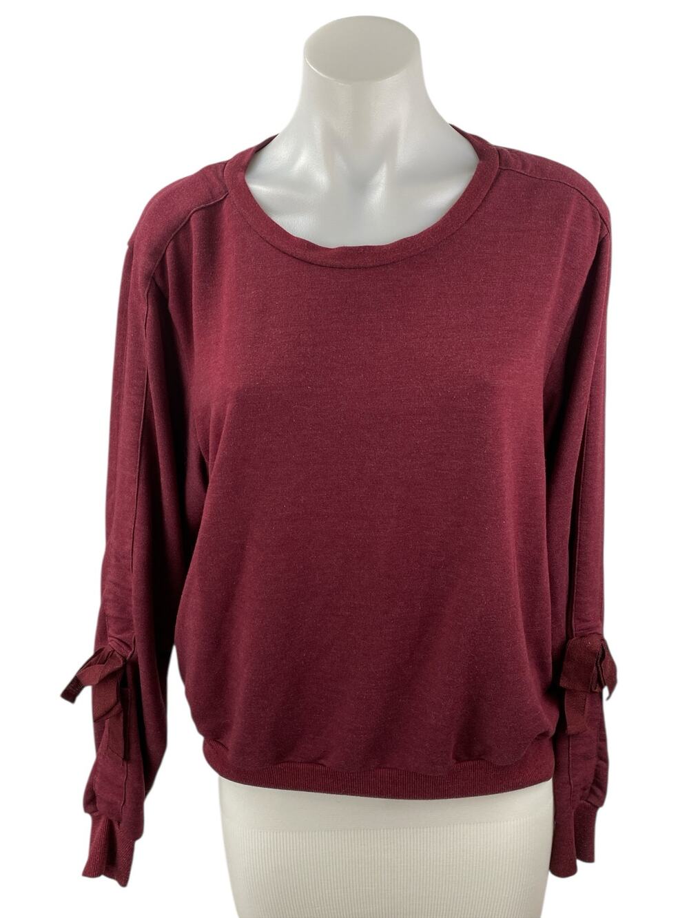 Zella Women's Red Round Neck Tie Long Sleeve Sweater Sweatshirt Top Size S